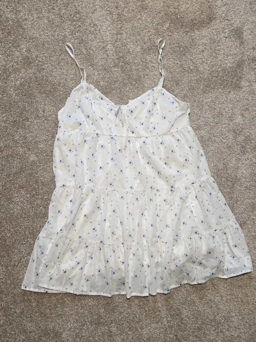 Women’s White Floral Tiered Babydoll Dress